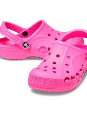 CROCS Kids Bright Pink Clog Sandals with Bow Charm toddler Baya clog